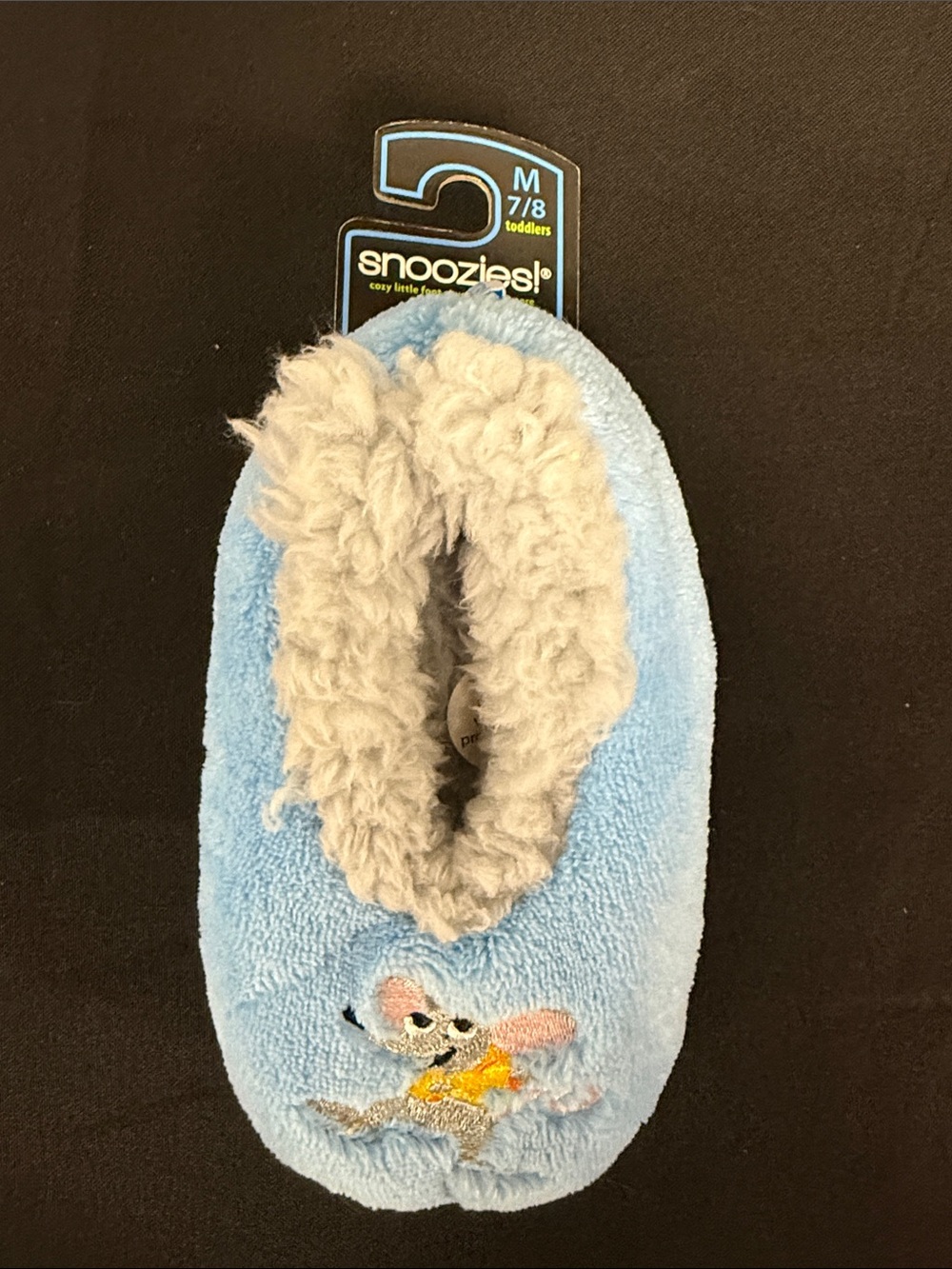Snoozies! Toddler Light Blue Plush Slippers with Cream Fleece Lining